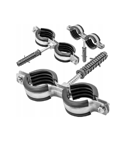 Uchwyt stalowy podwójny z gumą