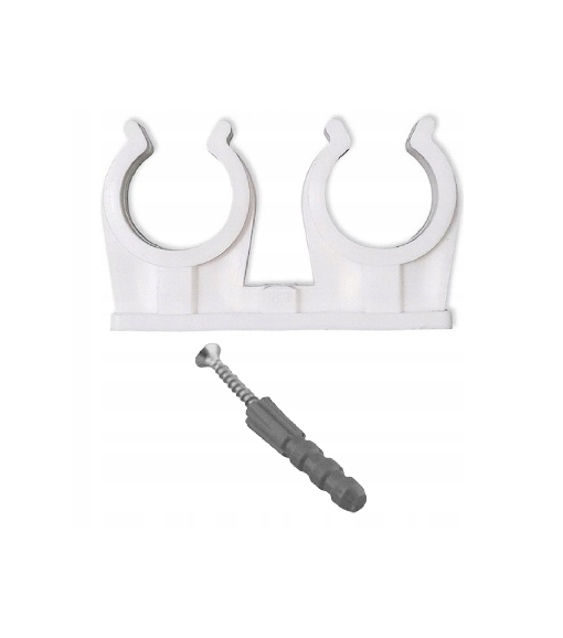 Uchwyt biały plastikowy podwójny